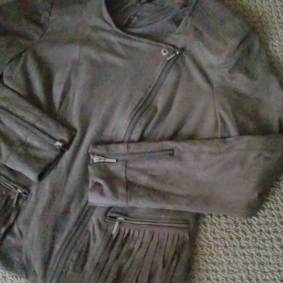 Madison Michelle faux suede fringe moto jacket M - Picture 7 of 8